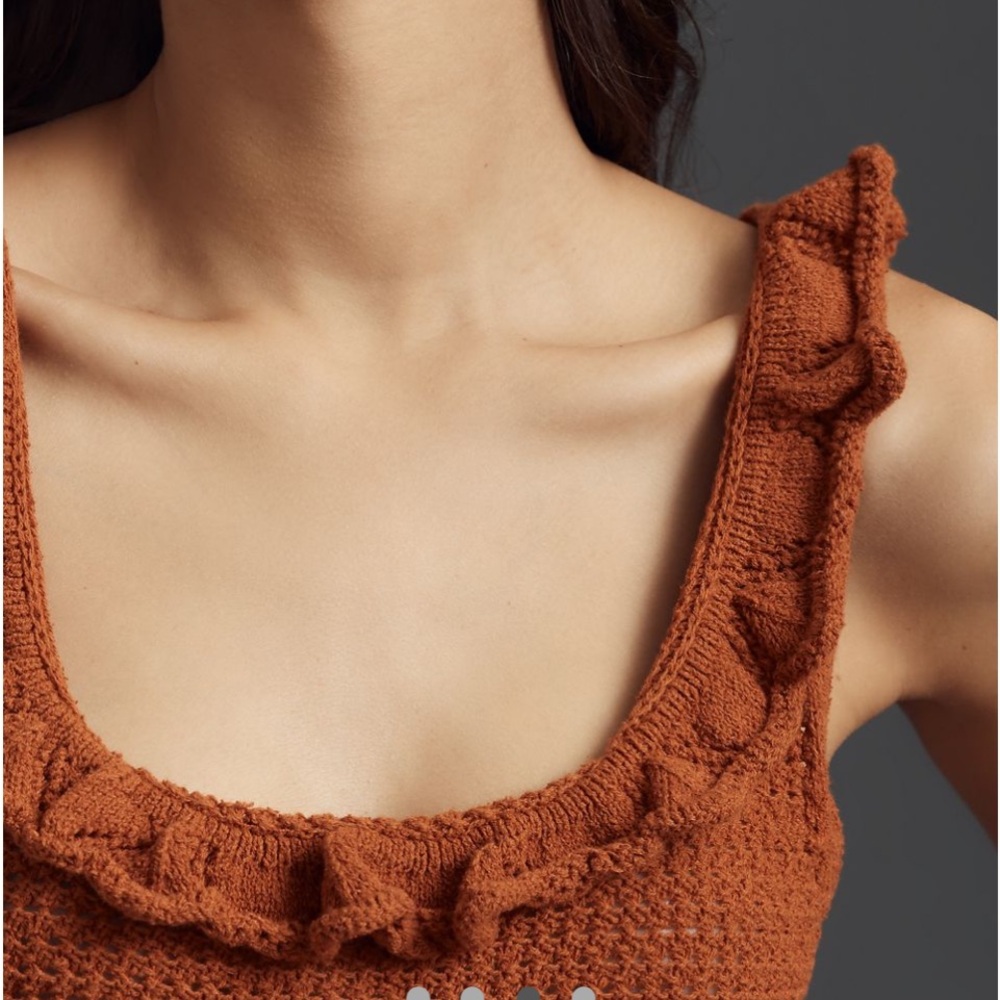 Pilcro Rust Ruffle Knit Tank Top Sz L NEW - Picture 3 of 8